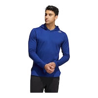 adidas Men's Prime Blue Yoga Pullover Hoodie Front_Flat