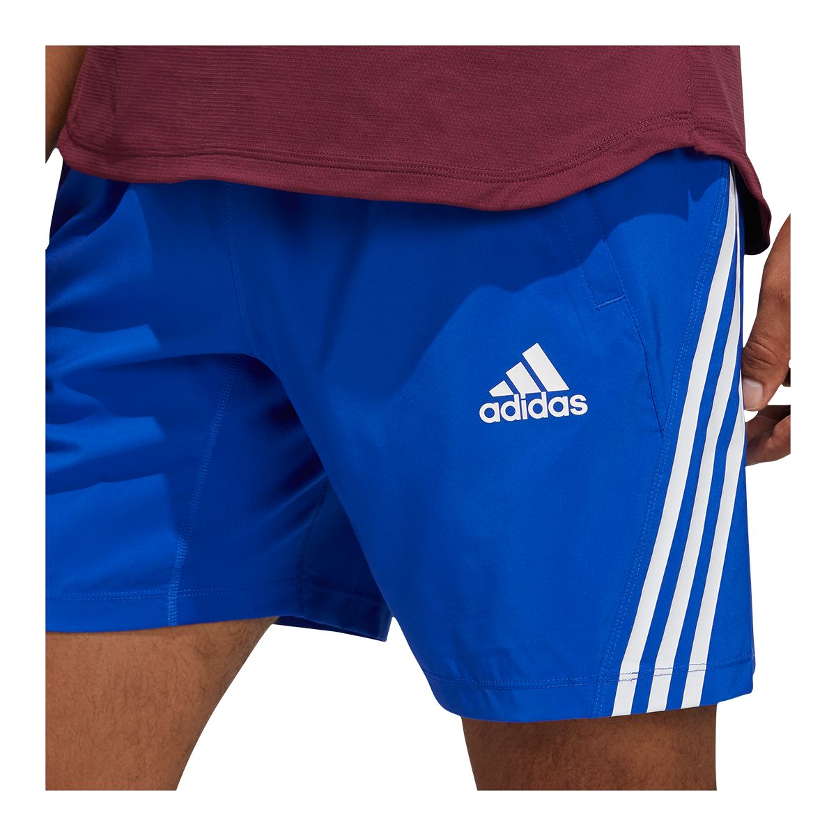 adidas Men's Aeroready Woven 3-Stripe 8” Shorts, Regular Fit, Gym, Drawstring