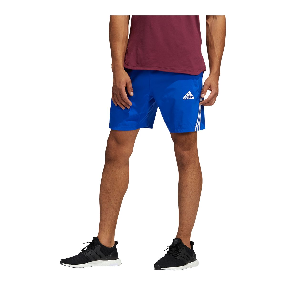adidas Men's Aeroready Woven 3-Stripe 8” Shorts, Regular Fit, Gym, Drawstring
