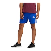 adidas Men's Aeroready Woven 3-Stripe 8” Shorts, Regular Fit, Gym, Drawstring Front_Angled_Left