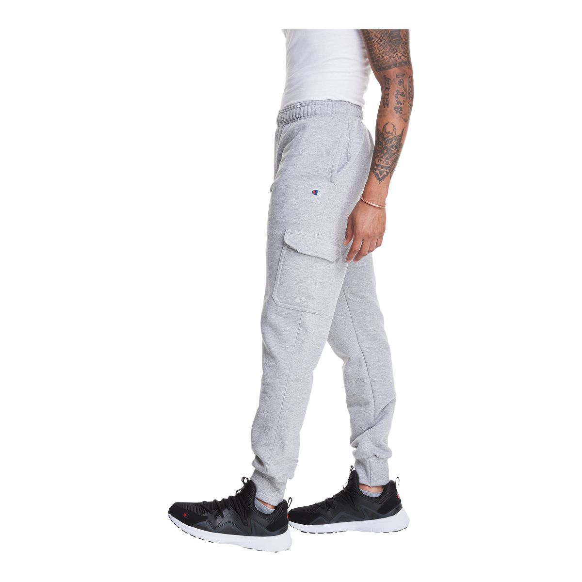 Champion Men's Powerblend Cargo Sweatpants, Fleece, Cotton, Workout, Tapered, Joggers