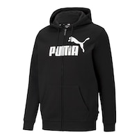 PUMA Men's Essential Big Logo Hoodie, Full Zip, Drawstring Front_Angled_Left
