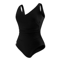 Speedo Women's Endurance Side Shirred Tank Plus Size One Piece Swimsuit/Bathing Suit Front_Angled_Left