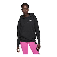 Nike Women's Sportswear Essentials Pullover Sweatshirt Hoodie, Fleece, Kangaroo Pocket Front_Three_Fourths_Angled_Left