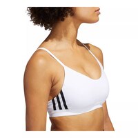 adidas Women's All Me 3 Stripe Sports Bra, Low Impact, Yoga, Removable Pads Front_Angled_Right