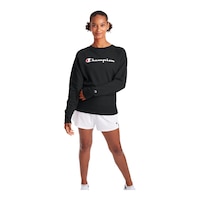 Champion Sportswear Women's Powerblend Graphic Crewneck Fleece Boyfriend Sweatshirt Front_Flat