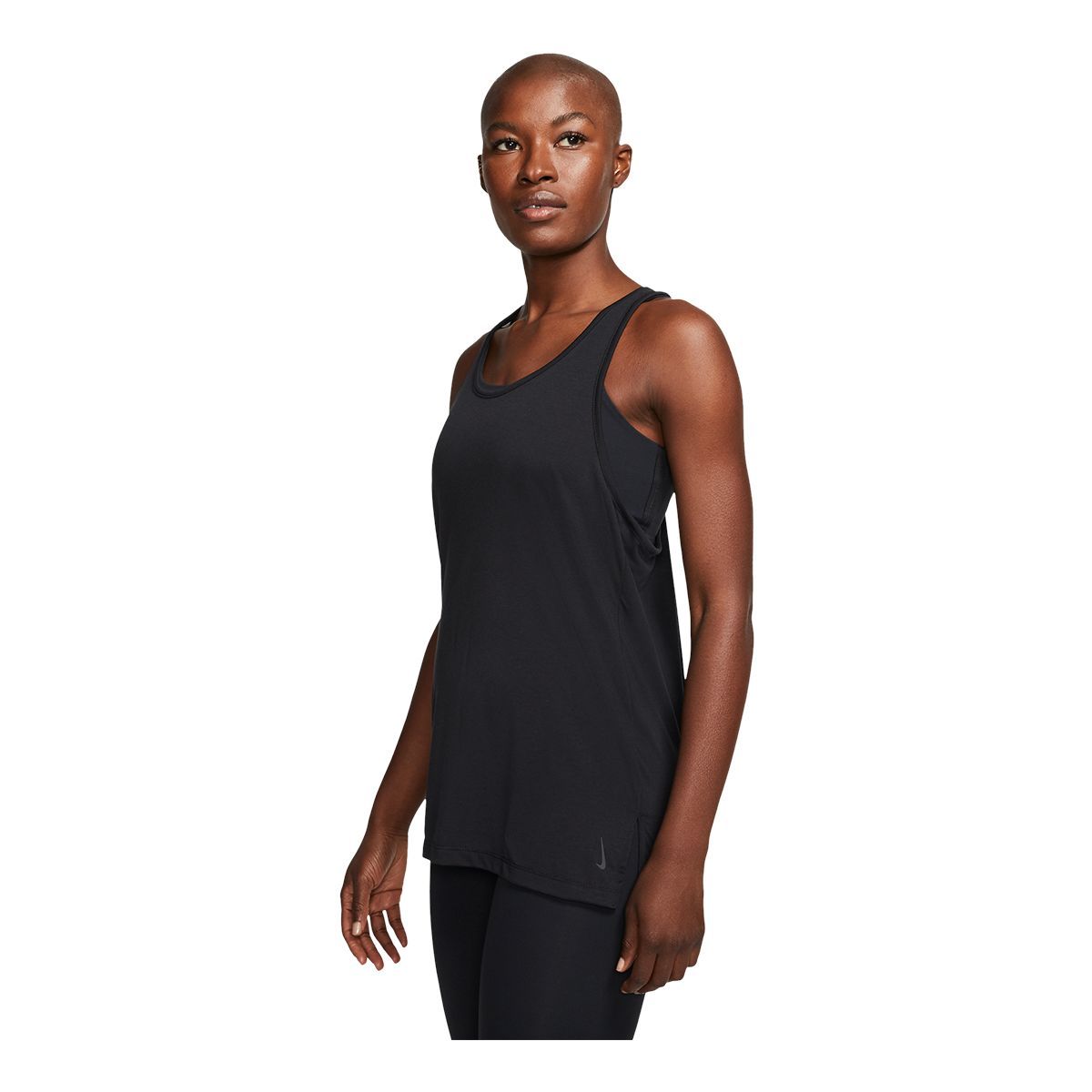 Nike Women's Yoga Layer Tank Top, Standard Fit, Sleeveless, Dri-FIT, Sports
