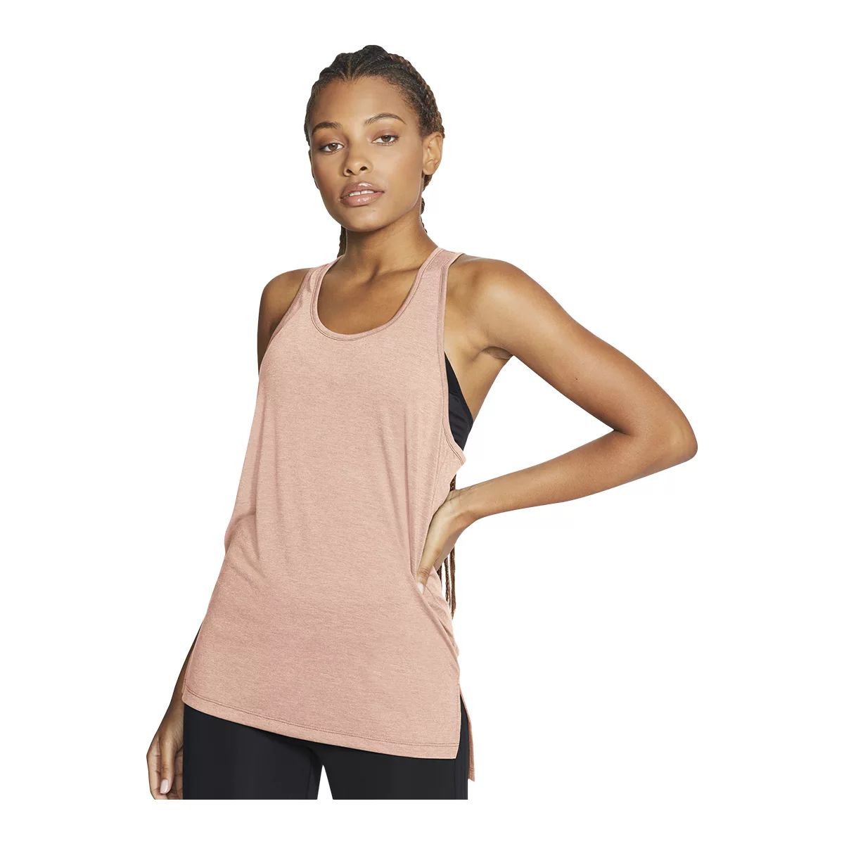 Nike Women's Yoga Layer Tank Top, Standard Fit, Sleeveless, Dri-FIT, Sports