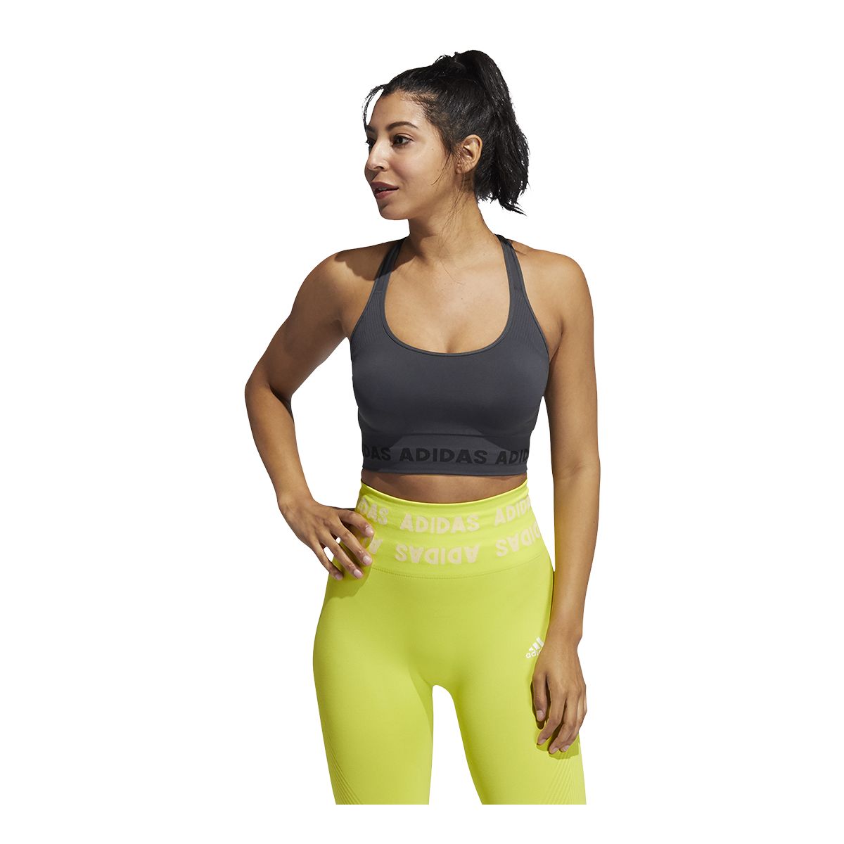 adidas Women's Aeroknit Sports Bra, Low Impact, Removable Pads, Longline