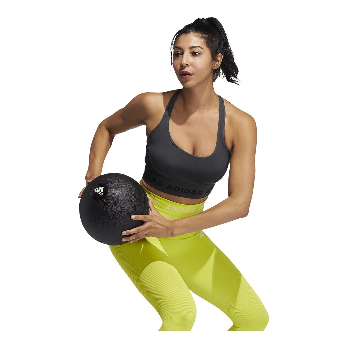 adidas Women's Aeroknit Sports Bra, Low Impact, Removable Pads, Longline