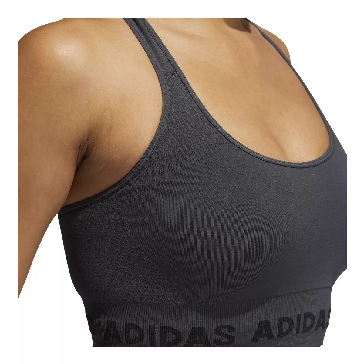 adidas Women's Aeroknit Sports Bra, Low Impact, Removable Pads, Longline