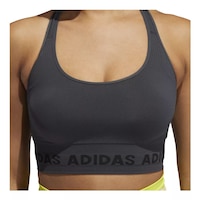 adidas Women's Aeroknit Sports Bra, Low Impact, Removable Pads, Longline Front_Flat