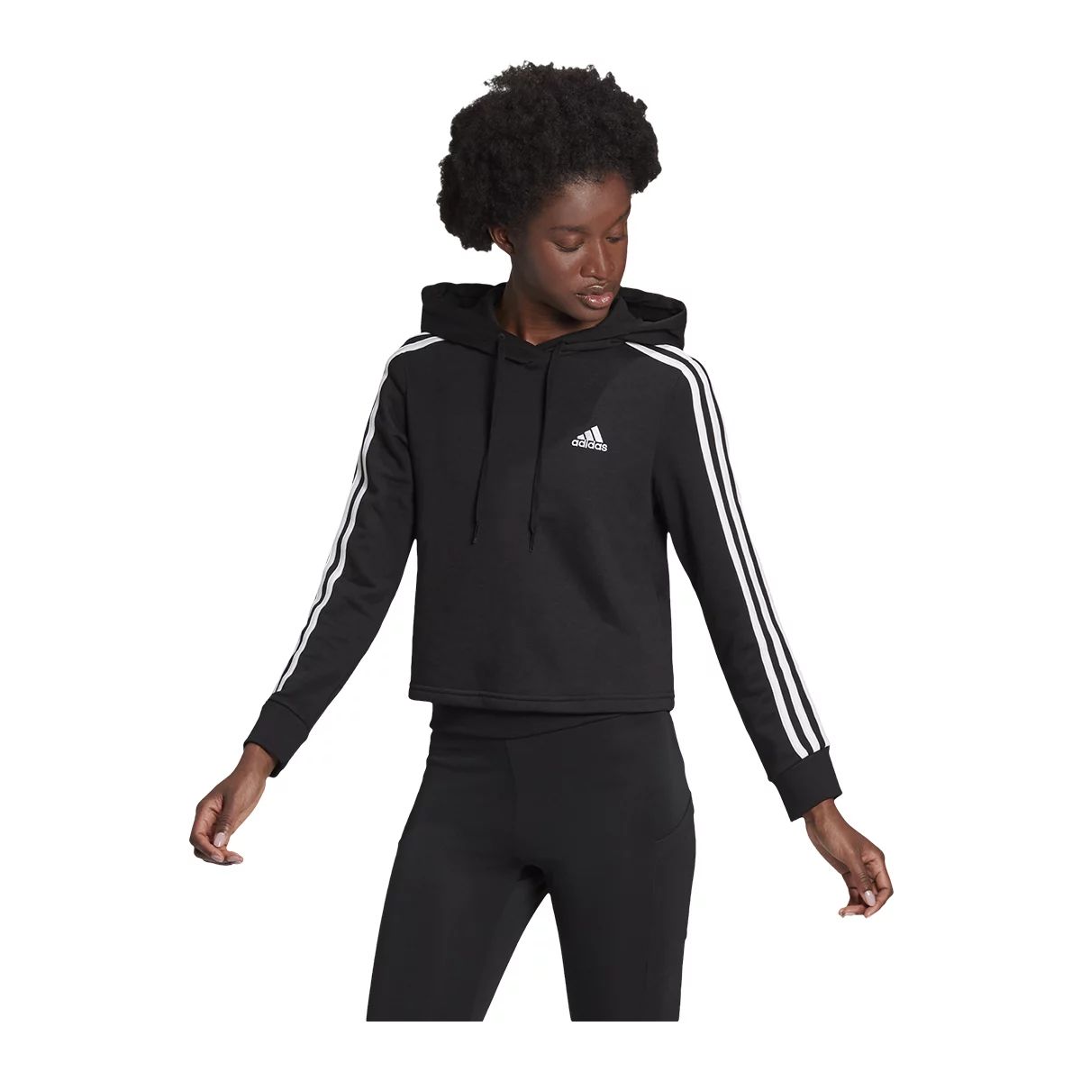 adidas Women's 3-Stripe Cropped Hoodie