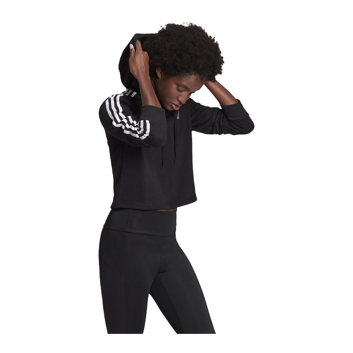 adidas Women's 3-Stripe Cropped Hoodie