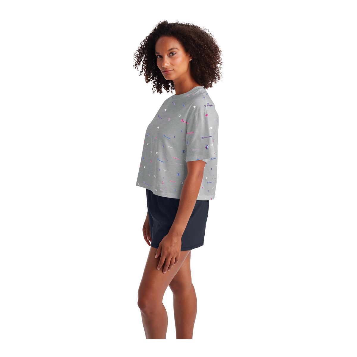 Champion Women's Sportswear Cropped Multi Logo T-Shirt