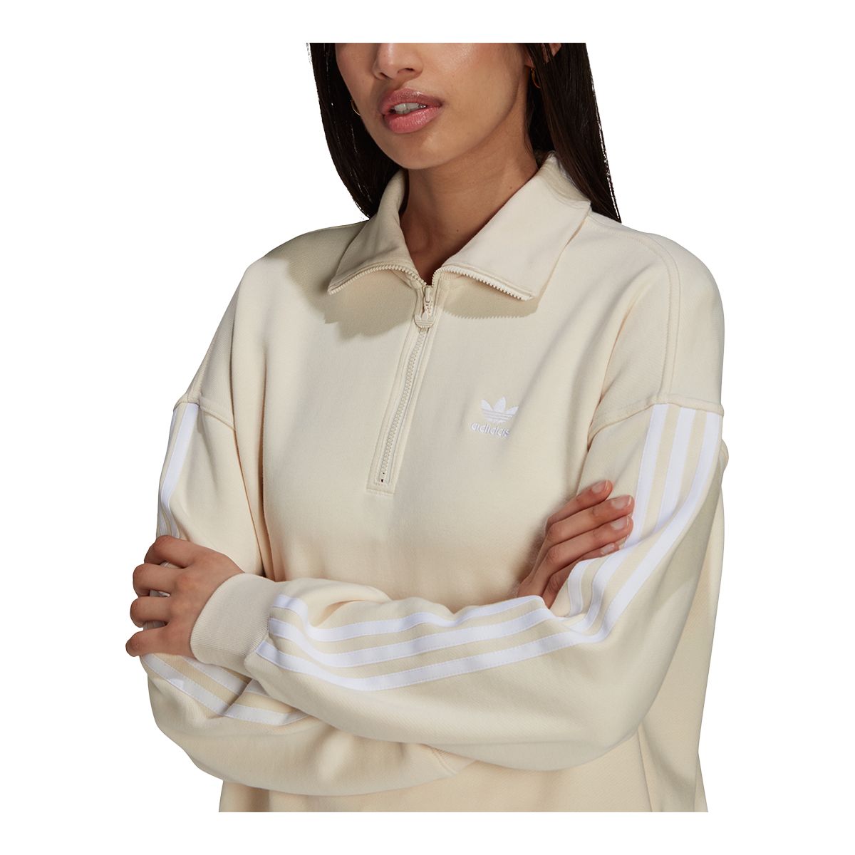 adidas Originals Women's Quarter Zip French Terry Sweatshirt, Relaxed Fit