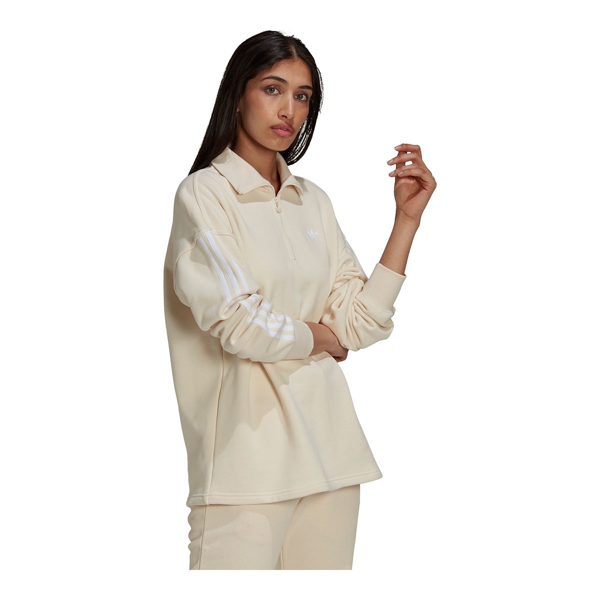 adidas Originals Women's Quarter Zip French Terry Sweatshirt, Relaxed Fit