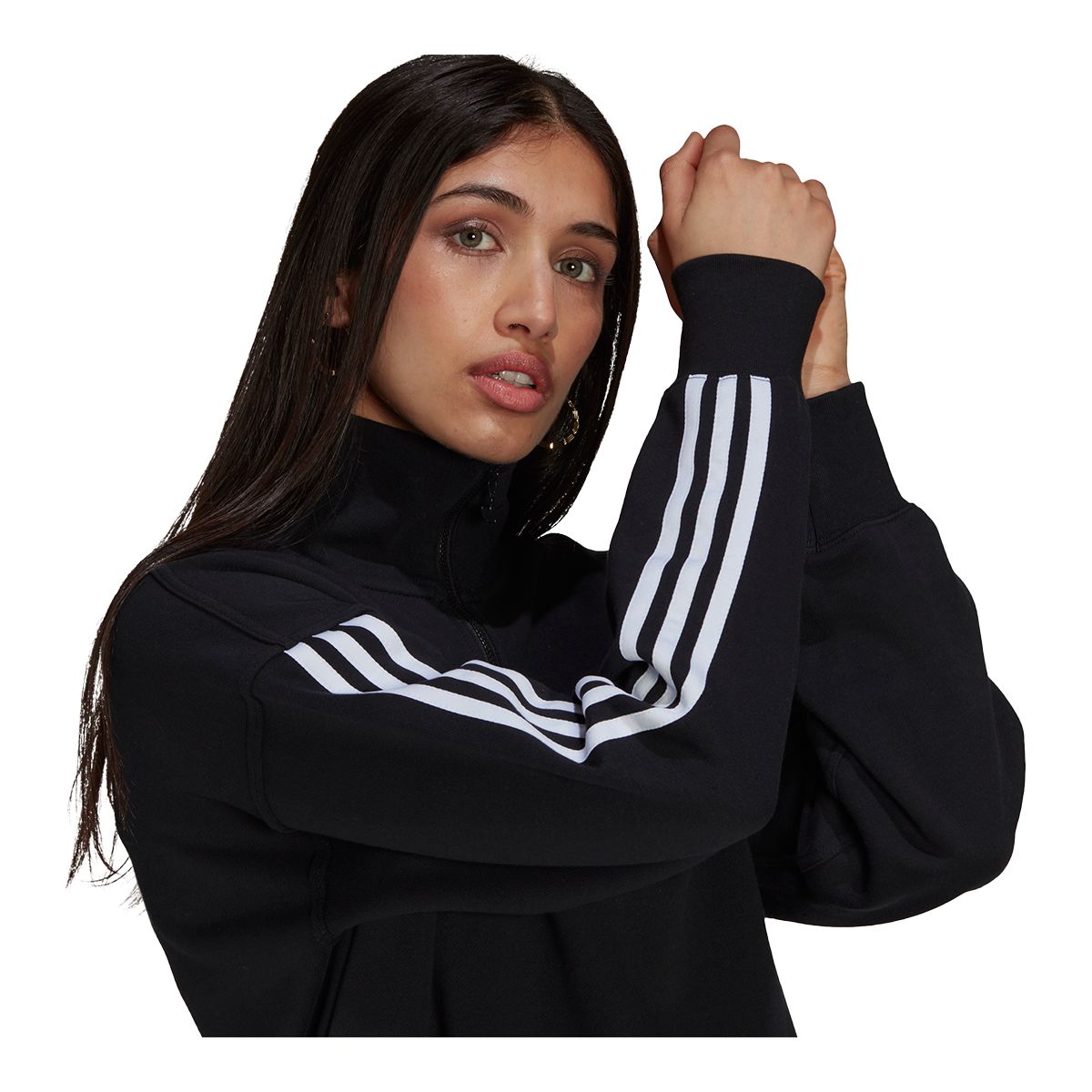 adidas Originals Women's Quarter Zip French Terry Sweatshirt, Relaxed Fit
