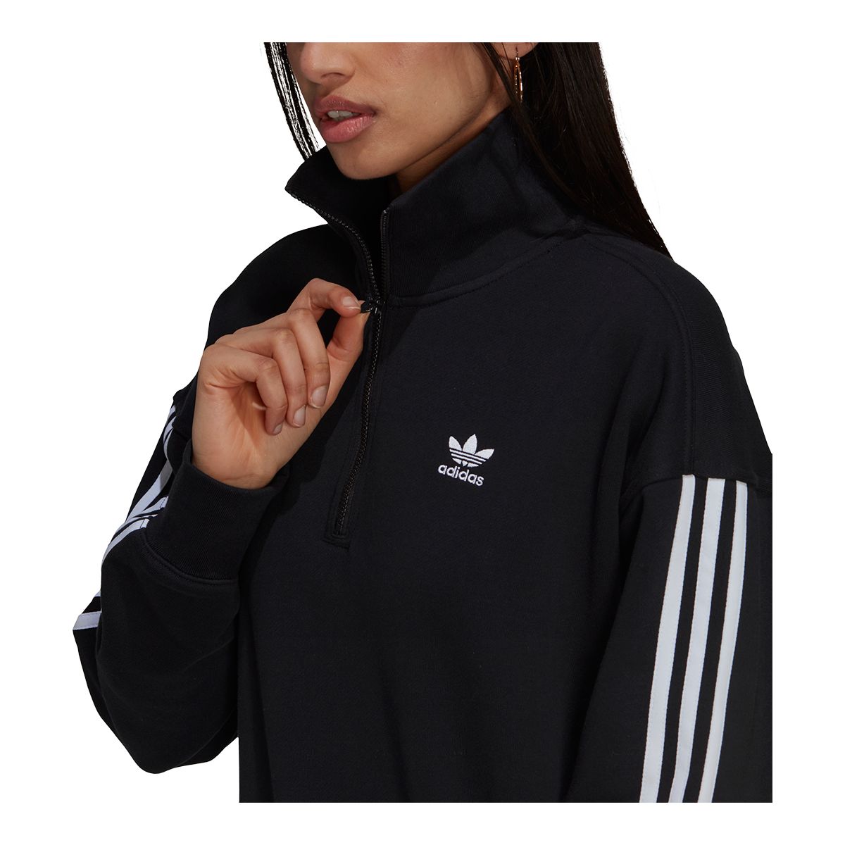 adidas Originals Women's Quarter Zip French Terry Sweatshirt, Relaxed Fit