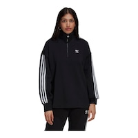 adidas Originals Women's Quarter Zip French Terry Sweatshirt, Relaxed Fit Front_Flat