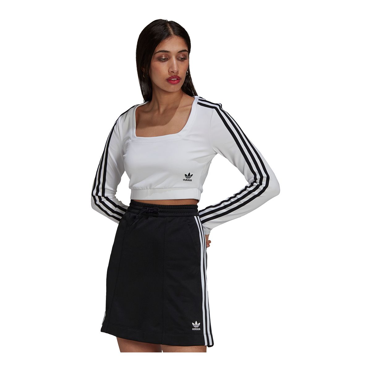 adidas Originals Women's Long Sleeve Crop Top Shirt, Fitted Fit