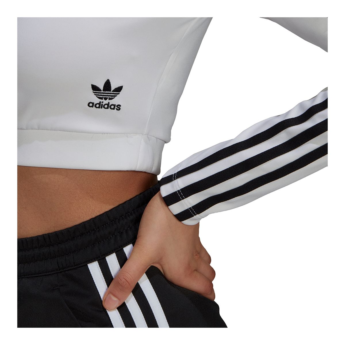 adidas Originals Women's Long Sleeve Crop Top Shirt, Fitted Fit