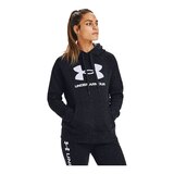 Under Armour Women's Rival Big Logo Pullover Hoodie, Fleece, Kangaroo Pocket Front_Angled_Right