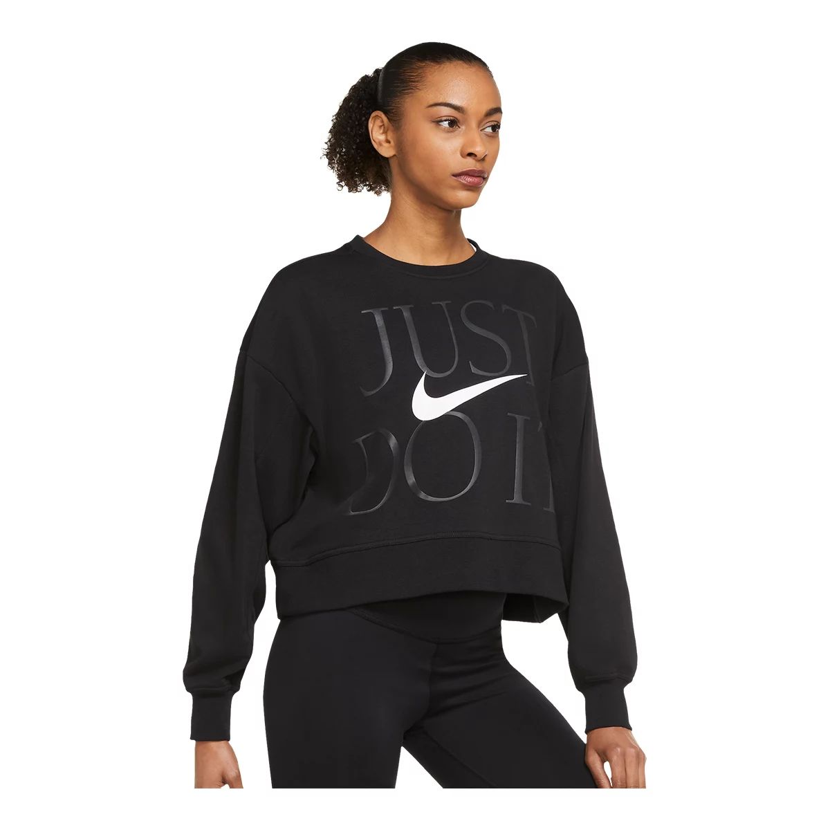 Nike Women's Get Fit French Terry Crop Sweatshirt  Oversized Dri-FIT