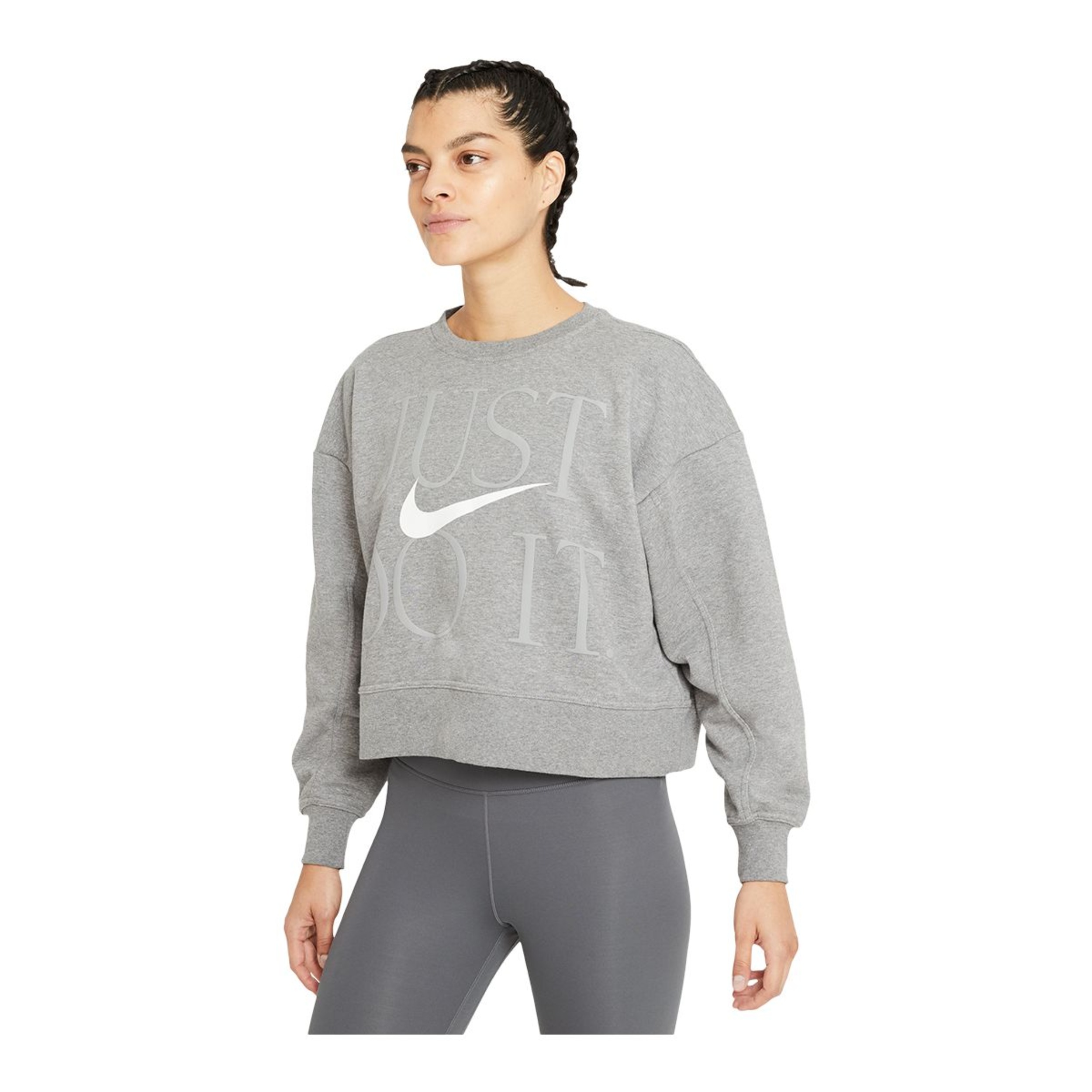 Nike Women's Get Fit French Terry Crop Sweatshirt, Oversized, Dri-FIT