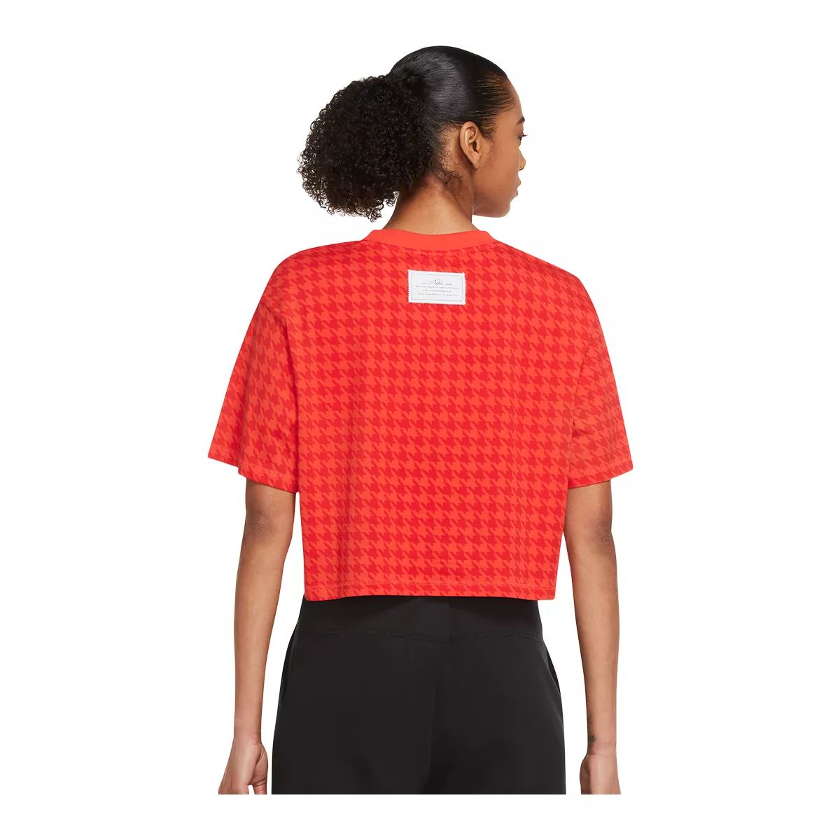 Nike Women's Icon Clash Houndstooth Crop T Shirt, Loose Fit