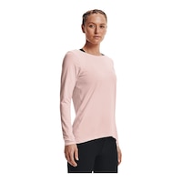 Under Armour Women's HeatGear® Armour Long Sleeve Shirt - White Front_Angled_Right