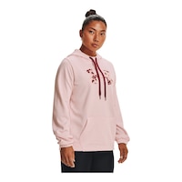 Under Armour Women's Armour Big Logo Floral Fleece Pullover Hoodie, Kangaroo Pocket Front_Angled_Right