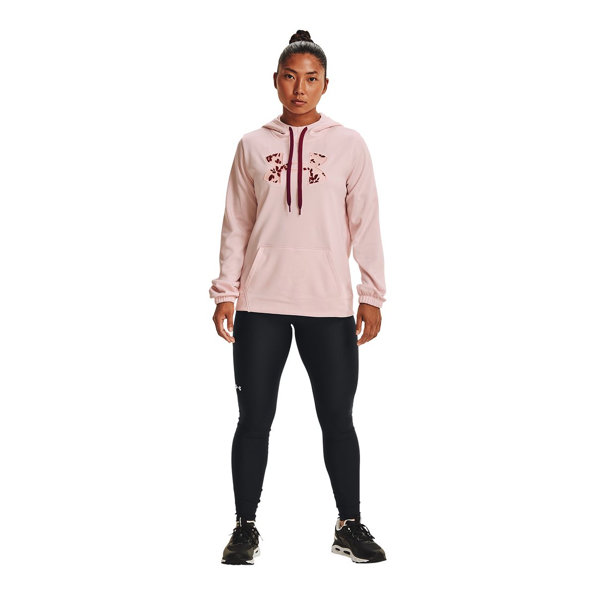 Under Armour Women's Armour Big Logo Floral Fleece Pullover Hoodie, Kangaroo Pocket