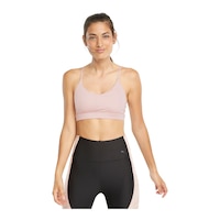 PUMA Women's Studio Sports Bra, Low Impact, Lightly Lined Front_Flat