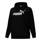 Puma Women's Essentials Pullover Hoodie, Plus Size, Kangaroo Pocket Front_Angled_Left