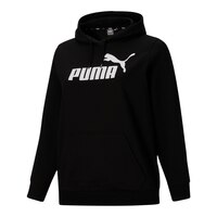 Puma Women's Essentials Pullover Hoodie, Plus Size, Kangaroo Pocket Front_Angled_Left