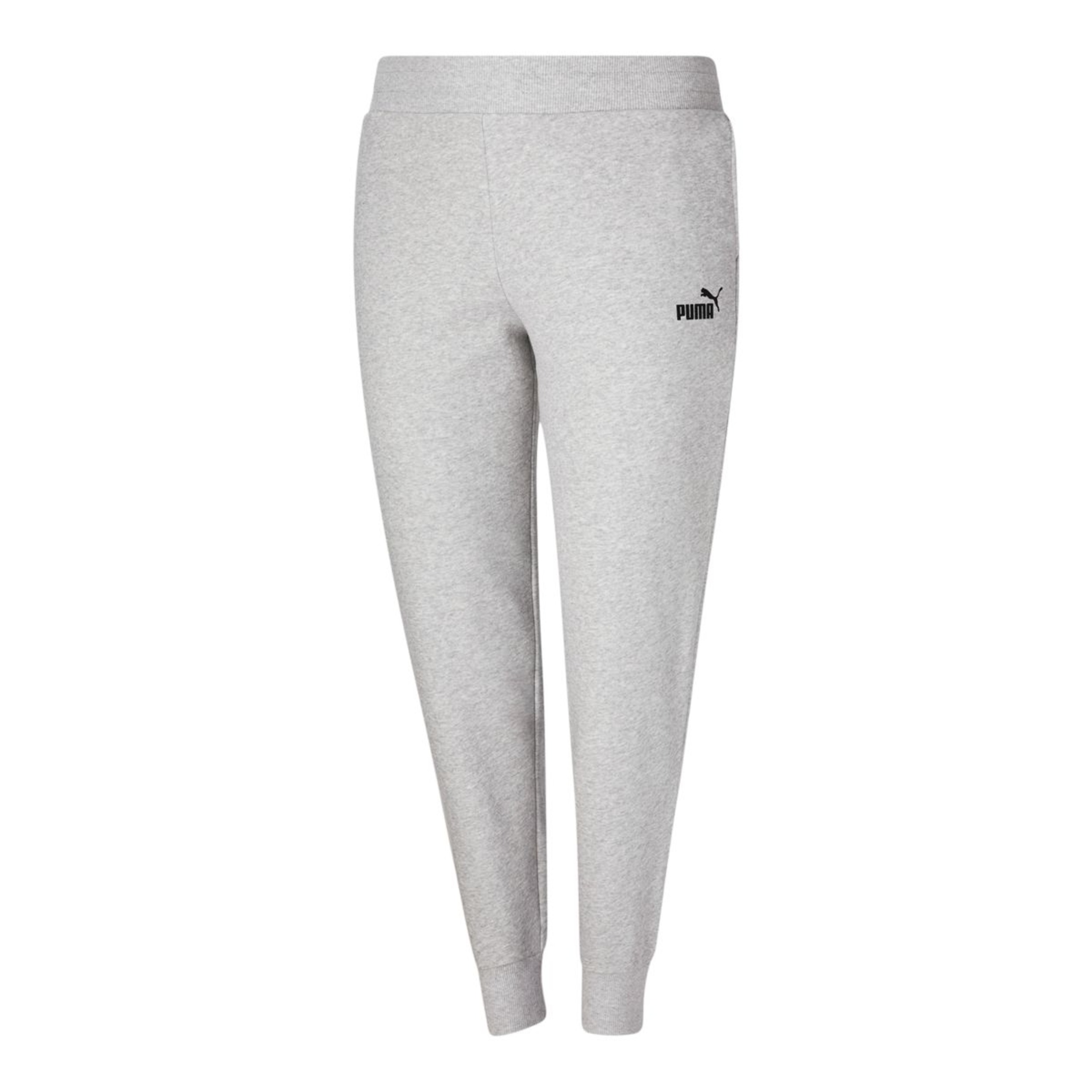 PUMA Women's Plus Size Essentials Fleece Sweatpants, Casual, Lounge, Mid Rise, Tapered Front_Angled_Left