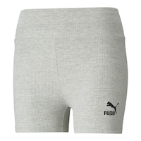 PUMA Women's Classics Ribbed Tight Shorts Front_Angled_Left