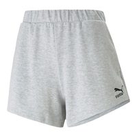 PUMA Women's Classics High Waist Shorts Front_Angled_Left