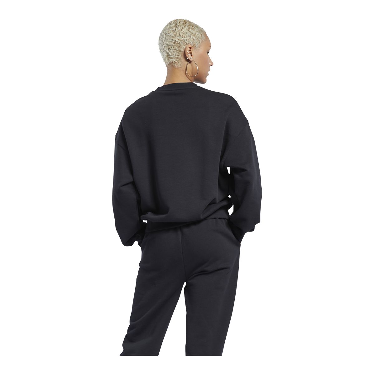 Reebok Women's Classics Small Logo Crewneck French Terry Sweatshirt, Oversized