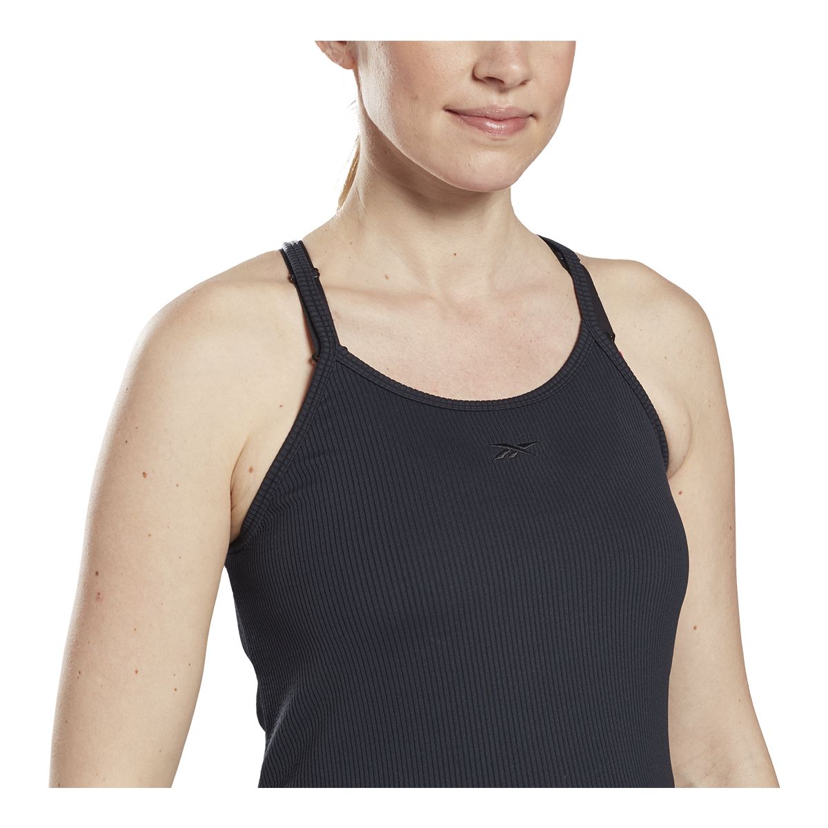 Reebok Women's Maternity Tank Top, Fitted Fit, Sleeveless, Ribbed, Racerback, Sports