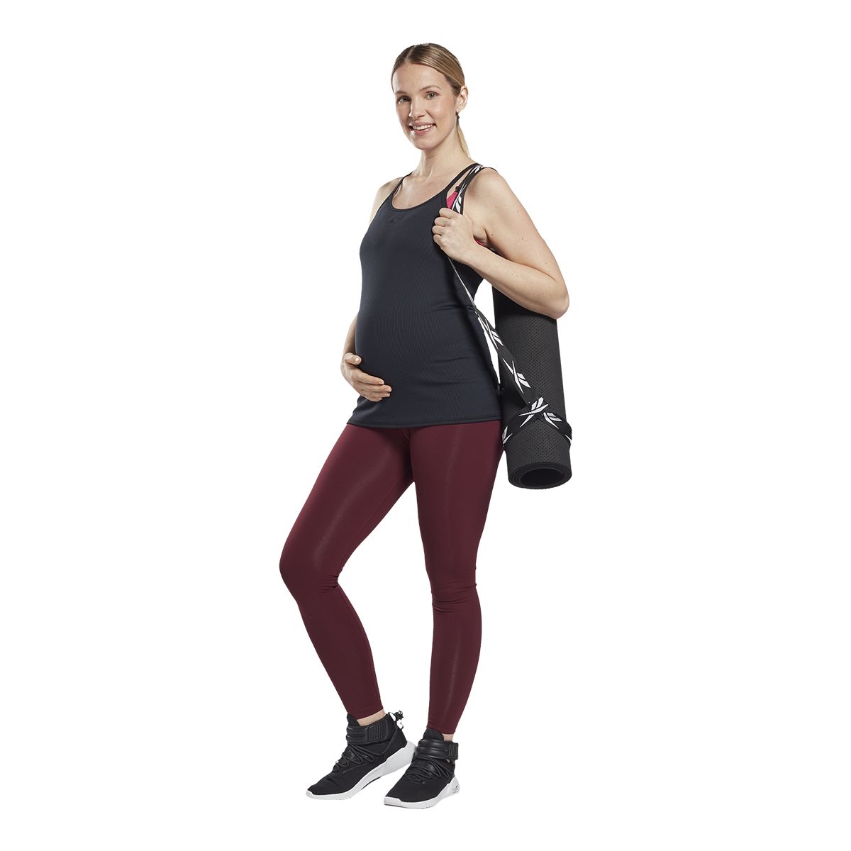 Reebok Women's Maternity Tank Top, Fitted Fit, Sleeveless, Ribbed, Racerback, Sports