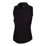 Greg Norman Golf Women's Protek Micro Pique Sleeveless Golf Polo T Shirt, UPF 50 Front_Angled_Left