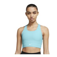 Nike Women's Swoosh Sports Bra, Medium Impact, Padded, Longline Front_Flat