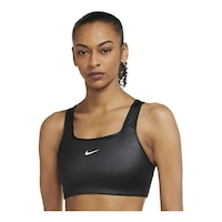 Nike Women's Swoosh Shine Sports Bra, Low Impact, Padded Front_Angled_Left