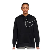 Nike Women's Therma-FIT Graphic Pullover Hoodie, Fleece, Oversized, Kangaroo Pocket Front_Flat