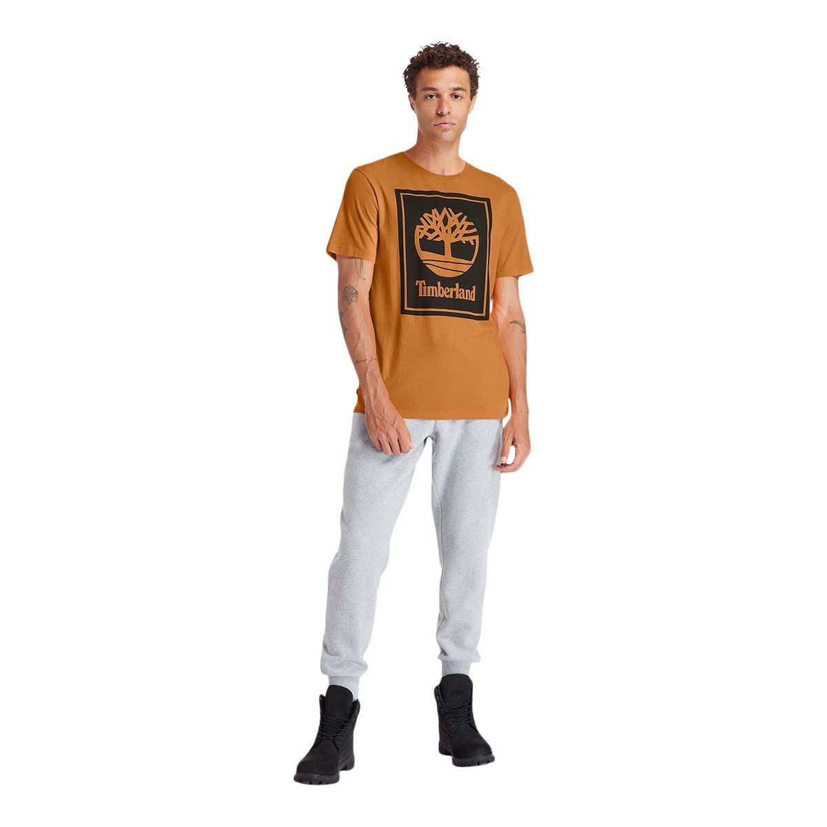 Timberland Men's Stack Logo T-Shirt Front_Three_Fourths_Angled_Right