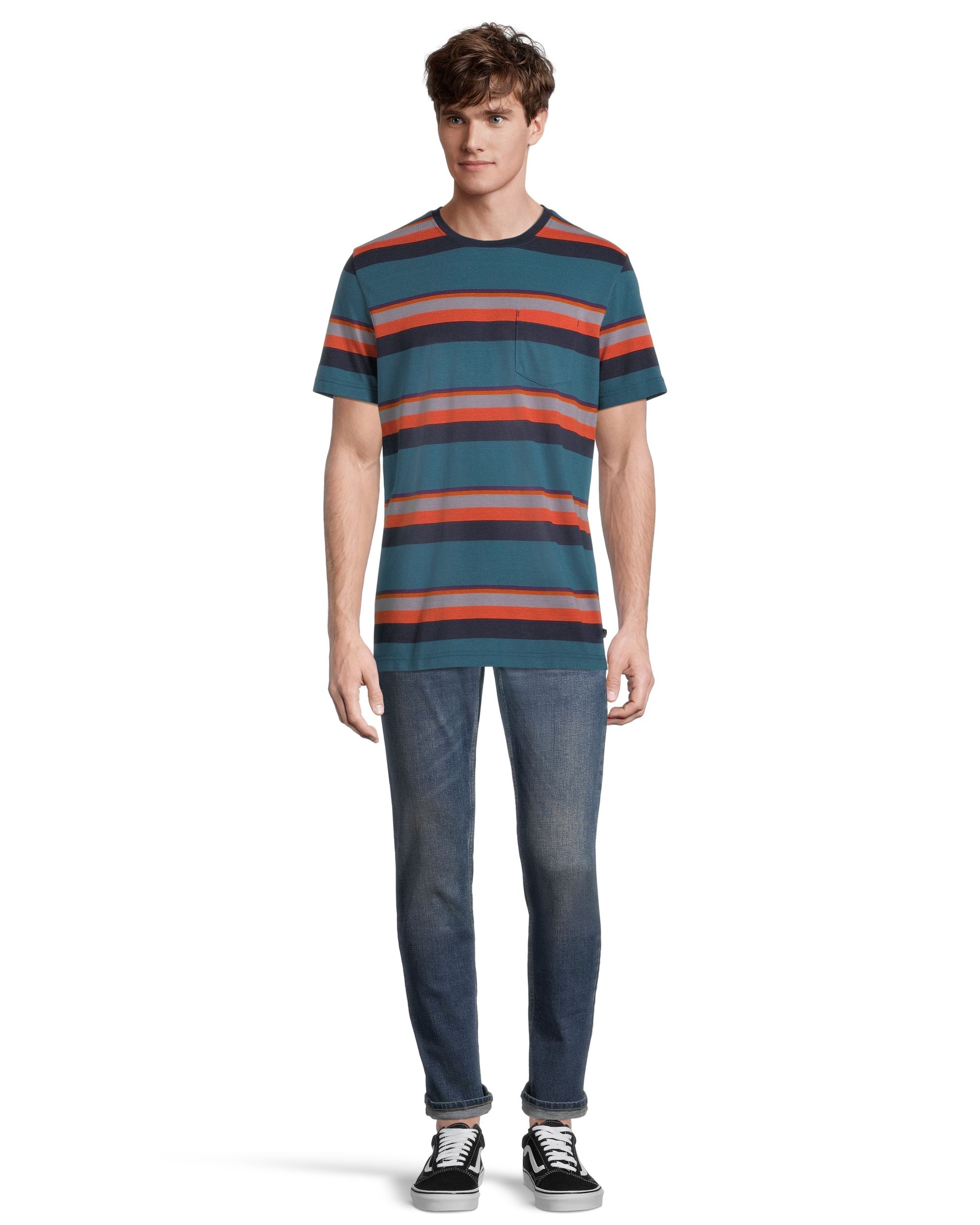 Ripzone Men's Nanoose T Shirt, Short Sleeve, Crew Neck, Cotton, Striped, Pocket