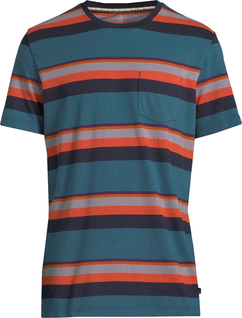 Ripzone Men's Nanoose T Shirt, Short Sleeve, Crew Neck, Cotton, Striped, Pocket
