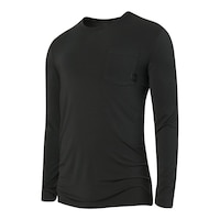 Saxx Men's Sleepwalker T Shirt, Long Sleeve, Crew Neck, Modal, Pocket Front_Angled_Left